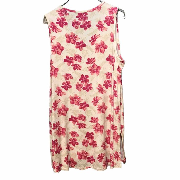 Land End Womens Size Medium Sleeveless Rayon Blend Floral Tank Top Shirt Pink - Picture 3 of 6